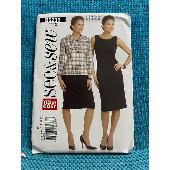 Butterick Sewing pattern 4817 dress jacket size 16 18 20 22 24 - Picture 1 of 8